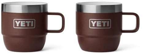 YETI Rambler Espresso Mug, Vacuum Insulated Stainless Steel Stackable Mug, Wetlands Brown, 2 Pack 6 oz (177 ml)