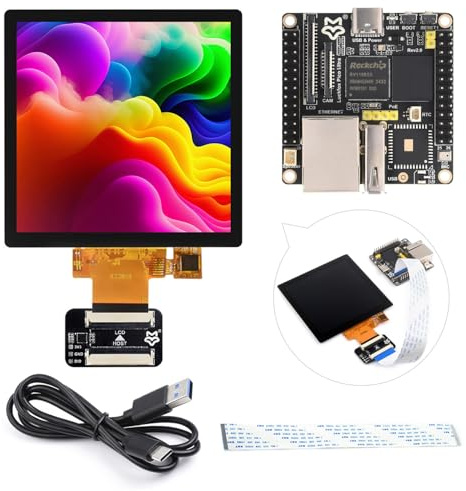 Waveshare Luck-Fox Pico Ultra RV1106 Linux Micro Development Board with 480x480 4inch Touch Display, Integrates Arm Cortex-A7/RISC-V MCU/NPU/ISP Processors, Without WiFi and PoE Module, Kit A