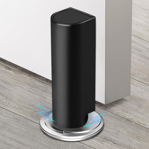Door Stopper Magnetic Door Stop Black, 1 Pack Floor Mounted Door Stoppers Magnetic Door Stops Catch Holder Heavy Duty, No Drilling Self Adhesive Magnet Doorstop Wall Protector,Keep Door Open