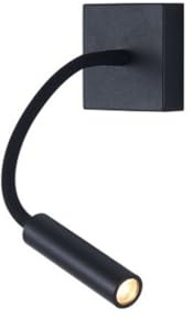 AoLa Wandlampe LED Nachttisch Leselampe, 3W 3000K Warmweiß Spotlight Augenpflege Wandleuchte, 360° flexible Schwanenhals drehbar Nachttischlampe, schwarzes Schlafzimmer Arbeitszimmer Leselicht