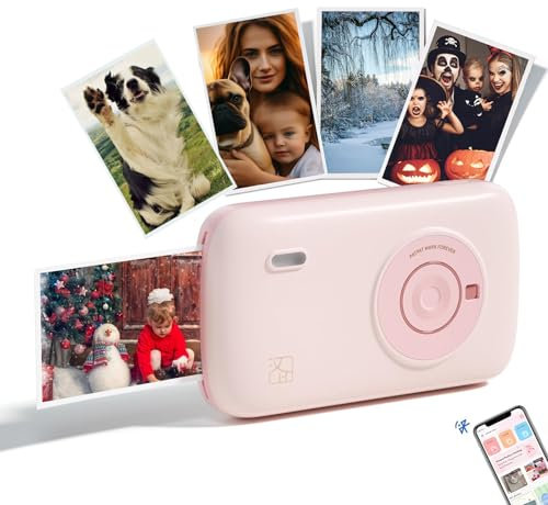 Inncen CP2100 Mini imprimante photo portable avec 10 feuilles de papier photo, Bluetooth 5.0 sans fil, 300 DPI, 256 couleurs
