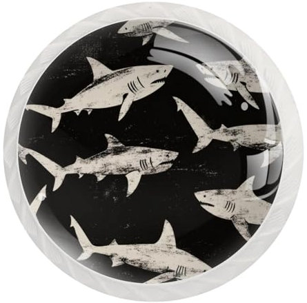 Set di 12 pomelli rotondi per cassettiera con profilo di squali senza cuciture, con viti, per casa, ufficio, cameretta dei bambini, set da 12 pezzi