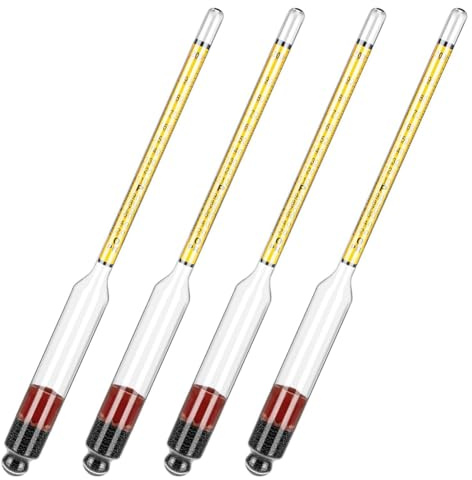Quystetes 4 HidróMetros de Alcohol, AlcoholíMetro para Destilar Alcohol 0-200 Proof y 0-100 Tralle, HidróMetro de Gravedad EspecíFica