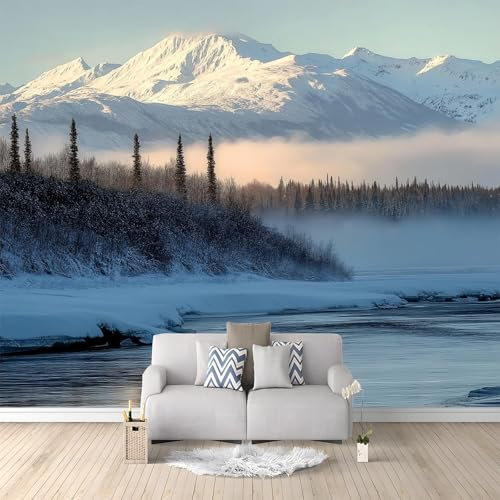 Paesaggi Naturali Montagne Di Neve Invernale Poster Giganti da Parete 200x140 cm Bianco Fotomurale Carta da Parati TNT Murale alla Moda Decorazione da Muro, Fotografica Murale per Camera Letto Sala