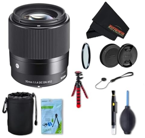 Sigma DC DN Contemporary 30 mm f1.4 Lens for Sony E with Sunshine Photo Professional Bundle - 4 Years USA Manufacturer Warranty