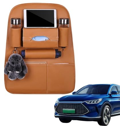 Générique Protecteur De Siège Arrière Pour Pieds D'- Protecteur de Dossier en Cuir PU pour avec Porte-Gobelet,Accessoires Véhicule en Cuir PU et Organisateur Automobile pour Voyage Trajet en Voiture