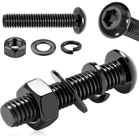 TXXATX 12 Stück Linsenkopfschrauben M6x20mm Rundkopfschrauben 304 Edelstahl Schrauben Innensechskant Schwarz mit Unterlegscheiben Set für Elektronikmontage Outdoor-Hardware Heimwerker
