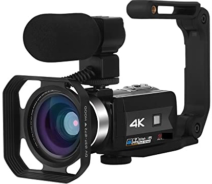 EKOUQIN Caméscope en Direct 4K caméras vidéo numériques for la Photographie Full Ultra HD Vlog Recorder Night Vision Webcam Filmer, enregistrer, Diffuser(16G SD Card,7)