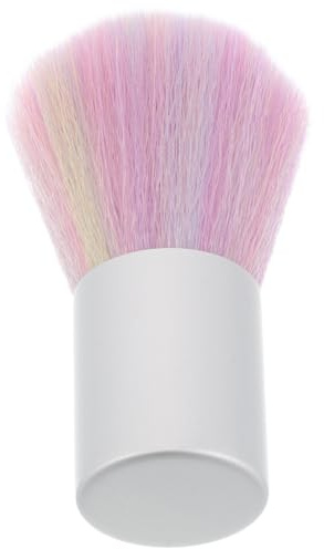 SEWACC Rainbow Bristle Dust Brush for Nails 6Cm Short Handle Manicure Tool with Plastic Base for Dust Removal Cleaning in Salons and Personal Use