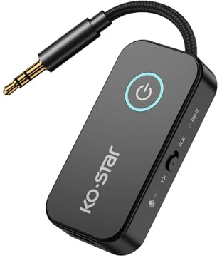 Bluetooth 6.0 Transmitter Receiver for 2 Airpods or Headphones, Airplane Travel Essentials 2-in-1 Wireless Bluetooth Adapter, 3.5MM AUX Jack Adapter on Flight, TV, Car Stereo
