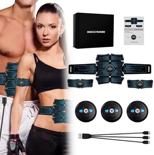 Stimulateur Abdominal Abviberi, Ceinture D'électrostimulation Musculaire, Appareil D'entraînement Abdominal 6 Modes 10 Niveaux, Des Jambes Hanches, Appareil Portable Pour Hommes Femmes Domicile (D)