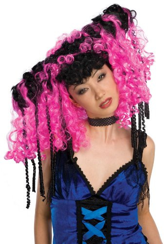 Curly locks Wig black/pink Lockenperücke Perücke Locken chinesisch Gothic Manga schwarz/pink