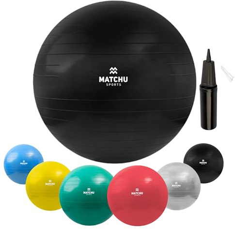 Matchu Sports | Fitnessball | Gymnastikball | Fitness Ball | Sitzball | Schwangerschaftsball | Inklusive Pumpe | 45-85 cm