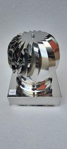 UTILFER Terminale Eolico Quadro Inox AISI 304 Canna Fumaria Base 32x32 cm