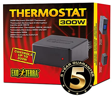 Exo Terra Thermostat 300W, genaue Temperaturkontrolle im Terrarium, ideal für den Gebrauch mit Substratheizern, Wärmekabeln und keramischen Heizstrahlern