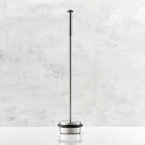 Boden-Türstopper 2,9 kg, mit Griffstange und Gummiring, Edelstahl Vollmaterial, Durchmesser 10,5 cm, Gesamthöhe 64,5 cm, Türhalter, Wand- und Tür-Schutz, Türfeststeller - PHOS Design
