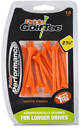 Pride prestanda plast golfpeg matt finish, orange (2 3/4 tum), musselskal med 15