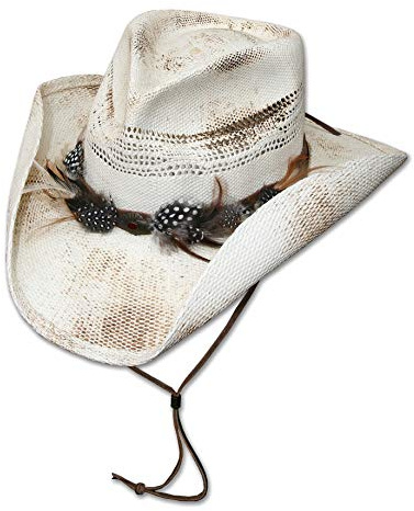 STARS & STRIPES Strohhut Sonnenhut Westernhut Beach Damen Herren Outdoor Partyhut »Corona« Weiß/Braun Gr.M