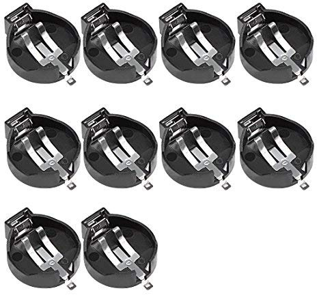 N/A 10Pcs 3V CR 2450 Support de Pile Bouton Horizontal