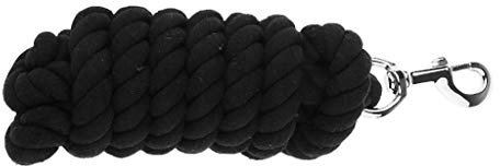 Inzopo Premium Pferdeleine, Baumwollseile, geflochten, Zügel, 2,5 m, Schwarz