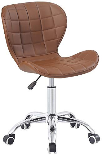 Charles Jacobs Swivel Office Chair with Chrome Base Wheels and Adjustable Height in Brown