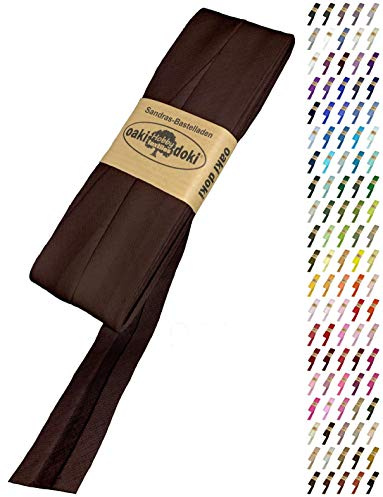 Sandras-Bastelladen Schrägband/Einfassband Baumwolle Uni gefalzt 5m x 20mm 961-Kaffeebraun