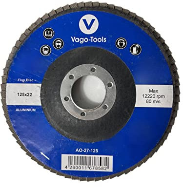 10 dischi abrasivi lamellari da 125 mm, grana piatta, 40 dischi lamellari blu