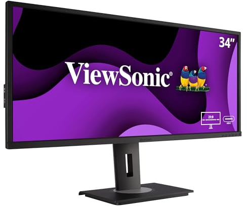 ViewSonic VG3456 34-inch 1440p WQHD 21:9 Ultra-Wide Ergonomic Docking Monitor, Ethernet, USB Type-C, 2x HDMI, DisplayPort