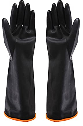 Yomolos Chemical Resistant Gloves, Heavy Duty Industrial Waterproof Safety Work Gloves for Acid Alkali Oil Protection Lab Cleaning Kitchen Dishwashing Gardening Industry, S