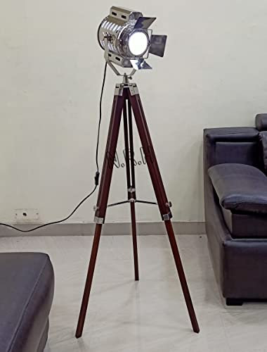 Lampadaire industriel avec trépied nautique réglable pour la lecture et la nuit