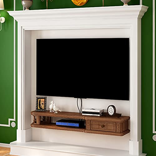 KAXGU Tv Schwebeständer Schrank Router Lagerregal Tv-Konsole Tv-Regal Wandmontierte Medienkonsole Kabelbox Dvd-Player Aufbewahrungsregal Für Schlafzimmer Wohnzimmer Büro/Light Walnut/63In