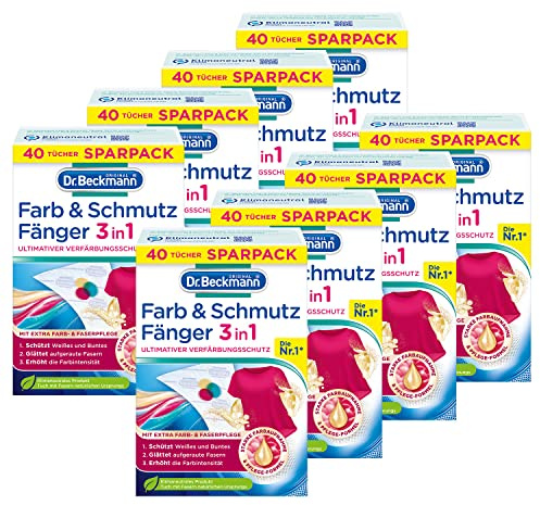 Dr. Beckmann Farb- und Schmutzfänger 3in1 | Farbfangtücher für ultimativen Verfärbungsschutz | mit EXTRA FARB- & FASERPFLEGE | 8x 40 Tücher