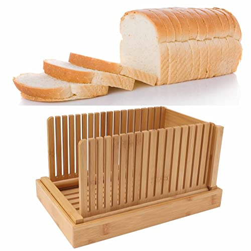 Bamboo Bread Slicer Toast Cutter Guide Sandwich Slicing Thickness Optional for Homemade Bread Loaf Bagels, Toast Slicer Toast Cutting Guid Kitchen Baking Tools