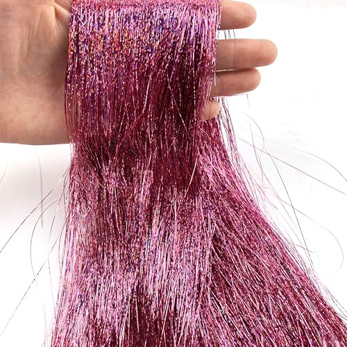 Heyiwell 2000 Strands Tinsel Icicles for Christmas Tree, Xmas,Birthday Party Wedding Decorations 18 Inch,Iridescent Pink
