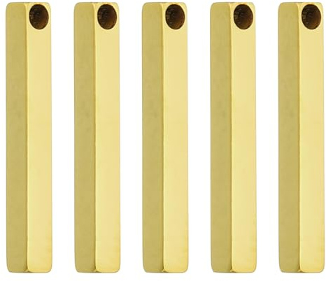 PATIKIL 5 Piezas Placas de Estampado de Metal 38X5mm Blanco Dorado | Etiquetas de Estampado en Forma de Rectángulo, de Aluminio Y Acero, para Colgantes de Barra Sólida