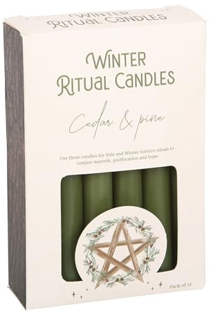 Yuletide dekor: Cederträ och tall vintersolstånd trollformelljus - hedniska semesterritualer, Yule ljus UK - doftande vinter ritual ljuspaket
