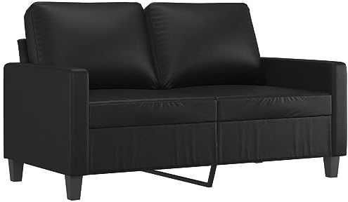 vidaXL Sofá de 2 Plazas, Silla con Reposabrazos Respaldo, Sillón de Descanso Televisión, Asiento Tapizado para Salón, Cuero Sintético Negro