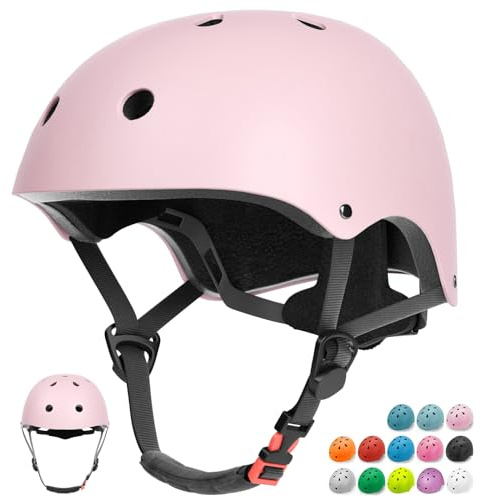 Glaf Toddler Helmet for 2-8 Years Kids Bike Helmets Baby Girls Boys Multi-Sport Adjustable Skateboard Bicycle Helmet Lightweight 4 Sizes for Toddlers (Baby Pink, Small: 20.08-21.26 / 51cm-54cm)