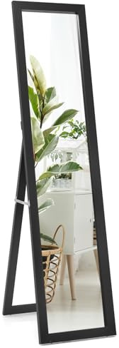 LIFEZEAL 2 in 1 Standspiegel, Ganzkörperspiegel aus Holzrahmen, Wandspiegel 155 x 37 cm, Stehspiegel Bodenspiegel für Wohnzimmer Flur Schlafzimmer Garderobe