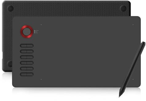 Tablette de dessin graphique numérique, 12 boutons, prise en charge Android Mac OS et Windows, avec tablette d'écriture électronique à stylet 8192 niveaux pour ordinateur portable,Red