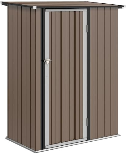 Outsunny Abri de Jardin 1 m² - abri à Outils - cabanon Porte verrouillable - 142 x 86 x 189 cm - Acier galvanisé Marron
