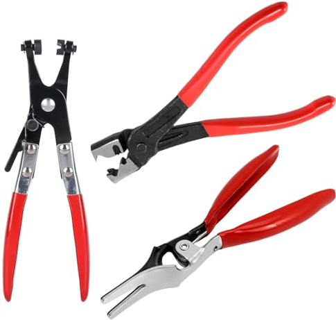 WIYETY Pince pour colliers de serrage rouge : 3 pinces de serrage, pinces pour colliers de tuyaux, pinces de serrage de voiture, outil d'entretien