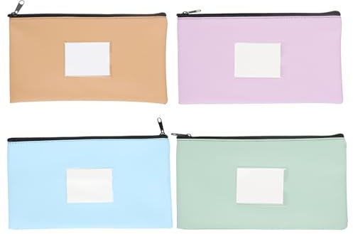 4 Stück Bargeld Tasche, Tragbare Briefpapier Tasche, Geldtasche Wasserdicht, Geldmappe Wiederverwendbar, Dokumententasche mit Reißverschluss für Schule, Reisen, Zuhause, Büro