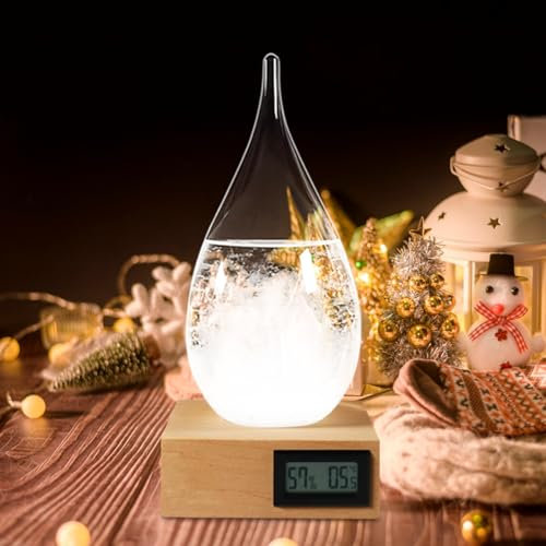 Storm Glass Verre tempête Stations météorologiques Goutte d'eau Prédicteur météo Prévisions Utilisé pour la décoration de Bureau à la Maison et au Bureau - Cadeau d'anniversaire noël (XXL)