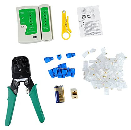 Netzwerkkabel-Crimper-Set, Abisolierzangen-Tester, RJ45, RJ11, RJ12, CAT5, CAT5E, Stanz-Crimper-Werkzeug Zum Testen von Kabeln und Abisolieren