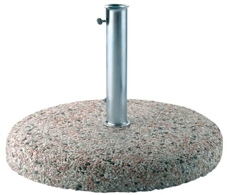 Sicignano | Base Rotonda 55 cm per Ombrellone da Giardino in Cemento Graniglia Fantasia 35 Kg, con Tubo Ferro Zincato Diametro Interno 52 mm per Palo - Arredo Giardino Piscina