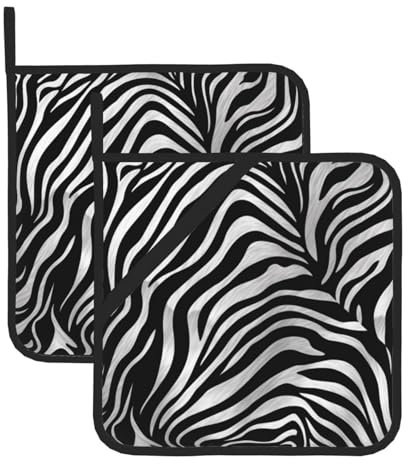 zebra-print Printed Pot Holders 1 Pair, Non-slip Heat Resistant Potholders for Kitchen Cooking Baking Grilling