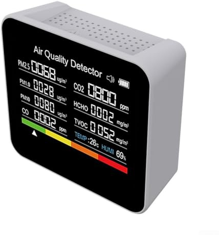 Oniissy 1 misuratore di qualità dell'aria 9 in 1 TVOC HCHO PM2.5 PM1.0 PM10 Umidità, per casa, ufficio, monitor dell'umidità per camera da letto, soggiorno