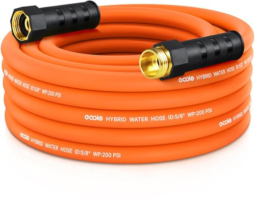 Garden Hose 25 ft x 5/8, NON-EXPANDING Flexible Water Hose, Kink Resistant Lightweight Hybrid Hose, Leakproof Yard Hose with Male to Female Fittings