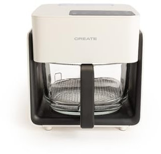 CREATE/AIR FRYER STUDIO CRYSTAL/Freidora sin aceite 4.2 L con vaporizador de agua blanco roto/Capacidad 5-6 raciones, 6 programas, bandeja de cristal, control de tiempo y tempertura, 1300W